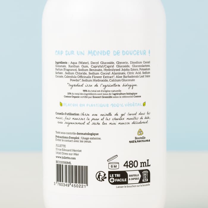 Composition gel lavant bébé bio Pimpant